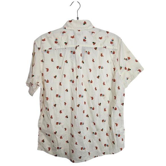 NEW Eddie Bauer Mr Short Sleeve Baja Shirt Class Fit Big Foot Print Men M Ivory - Picture 9 of 9
